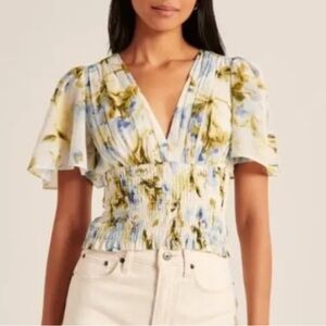 Abercrombie & Fitch Floral Blouse - Blue and Green